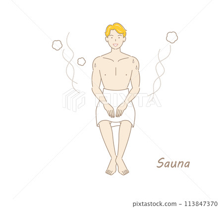 A refreshing man who moves from the sauna to the cold bath and then to the rest area to cool down in the fresh air. A refreshing man who moves from the sauna to the cold bath and then to the rest area to cool down in the fresh air. 113847370