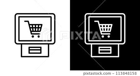 Self-checkout line icon set 113848158