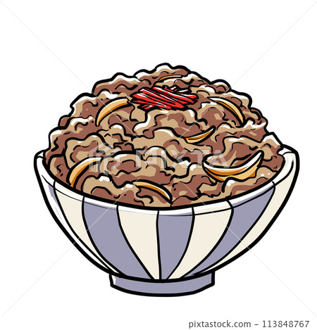 簡單的牛肉蓋飯的插圖 113848767