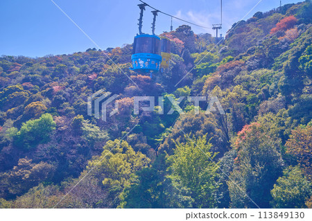 View towards the summit station from the Awagin Bizan Ropeway in Bizan Town, Tokushima City, Tokushima Prefecture View towards the summit station from the Awagin Bizan Ropeway in Bizan Town, Tokushima City, Tokushima Prefecture 113849130