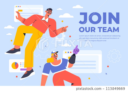 Hand drawn teamwork background Hand drawn teamwork background 113849669