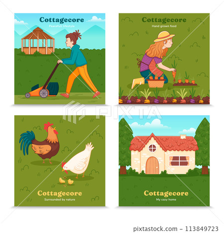 Hand drawn Cottagecore compositions 113849723