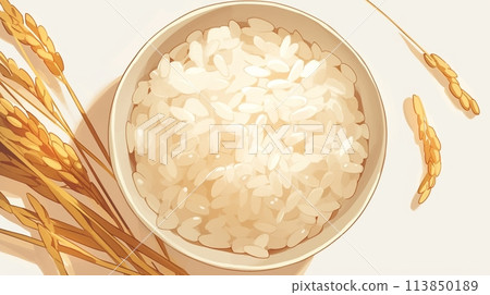 A bowl of rice and ears of rice 4 113850189