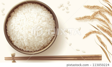 A bowl of rice and 12 ears of rice 113850224