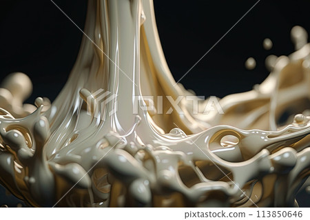 Milk splash. White color liquid splashing. Generative Ai illustration 113850646