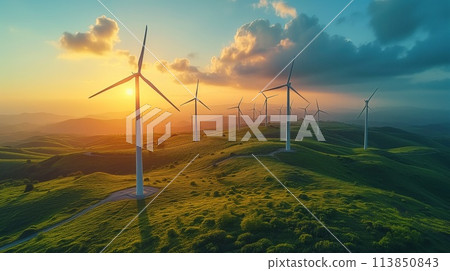 wind power green beautiful landscape 113850843