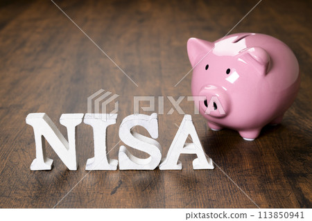 NISA letter and piggy bank 113850941