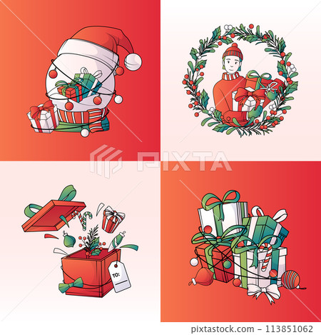 Cartoon Christmas composition set 113851062