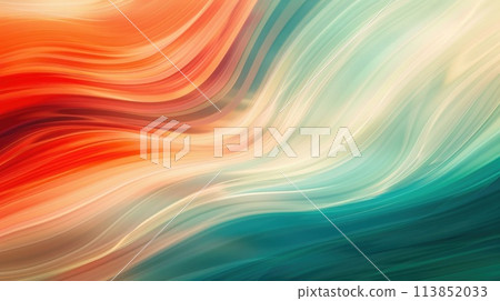 Abstract wavy pattern in turquoise and red gradient.. AI generative Abstract wavy pattern in turquoise and red gradient.. AI generative 113852033