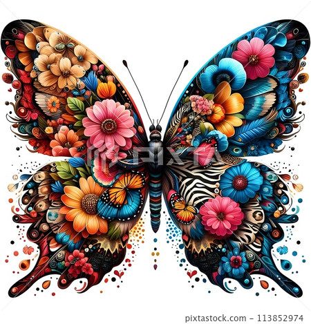 Butterflies with the overall composition create an eye-catching atmosphere. 113852974