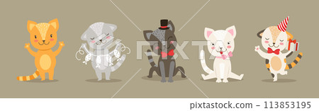 Cute Little Kitten Animal as Domestic Pet Vector Set Cute Little Kitten Animal as Domestic Pet Vector Set 113853195