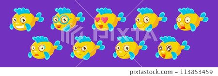 Funny Fish with Emotion and Face Expression Vector Set Funny Fish with Emotion and Face Expression Vector Set 113853459