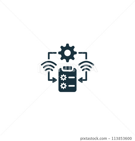 Remote Project Management icon. Monochrome simple Remote Work icon for templates, web design and infographics 113853600