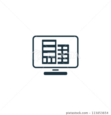 Virtual Office icon. Monochrome simple Remote Work icon for templates, web design and infographics 113853654