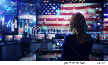 Television Reporter Poised for Election Coverage Television Reporter Poised for Election Coverage 113853784