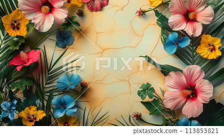 Vibrant Wildflowers on a Soft Watercolor Background 113853821