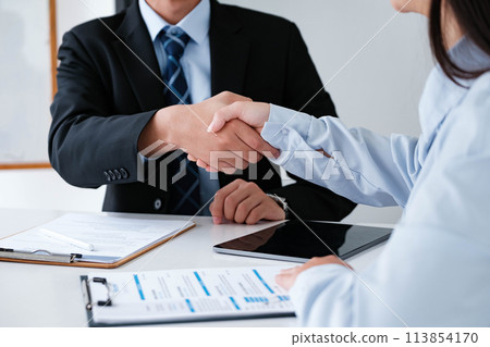 Job Interview Conclusion with Handshake 113854170