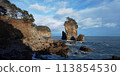 Winter landscape with sea and rocks 113854530