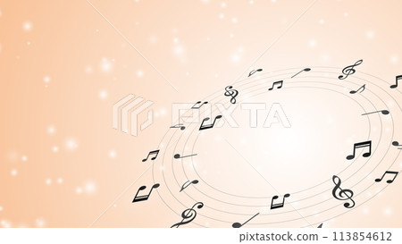 旋轉音符（黑色）和漸變的插圖 113854612