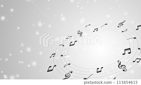 Illustration of rotating musical notes (black) and gradation 113854615