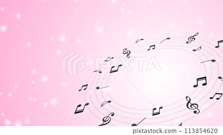 旋轉音符（黑色）和漸變的插圖 113854620