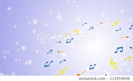 Illustration of rotating musical notes (3 colors) and gradation Illustration of rotating musical notes (3 colors) and gradation 113854698