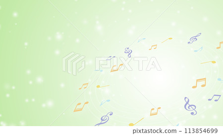 Illustration of rotating musical notes (3 colors) and gradation Illustration of rotating musical notes (3 colors) and gradation 113854699