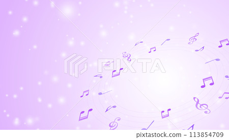 Illustration of rotating musical notes (monochrome) and gradation 113854709