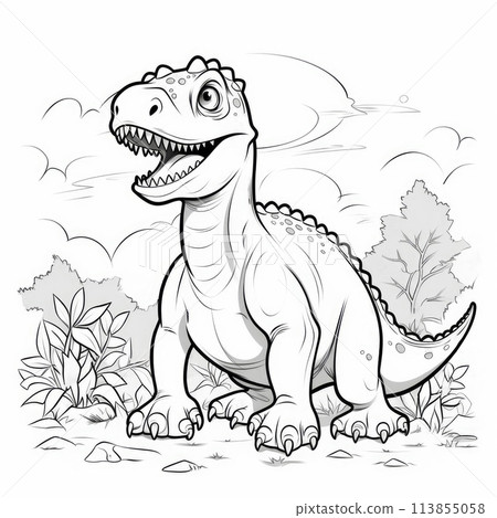 Dinosaur black and white coloring page 113855058