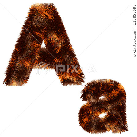 Animal fur decorative alphabet 113855593
