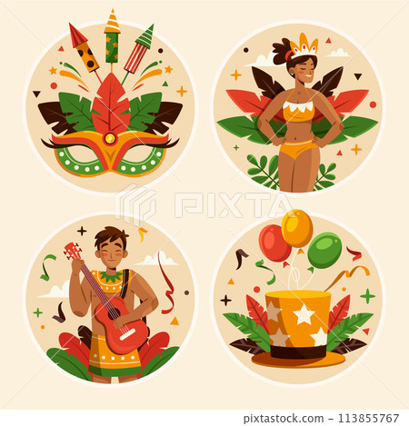 Flat brazilian carnival mini compositions 113855767