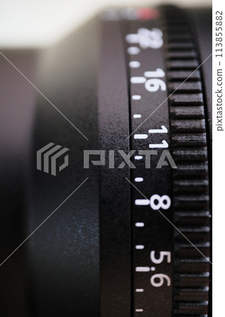 Close-up of the camera lens aperture 113855882