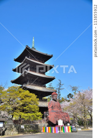 <Aichi Prefecture> Koshoji Temple Five-story Pagoda and Shakyamuni Buddha in Spring 113855912