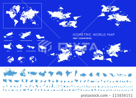 Isometric word territories illustration 113856151
