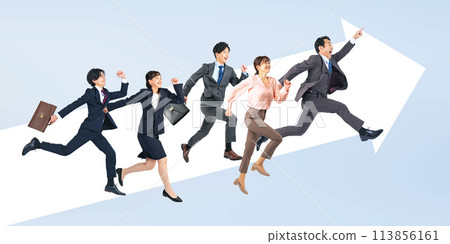 Group of business people jumping upwards 113856161