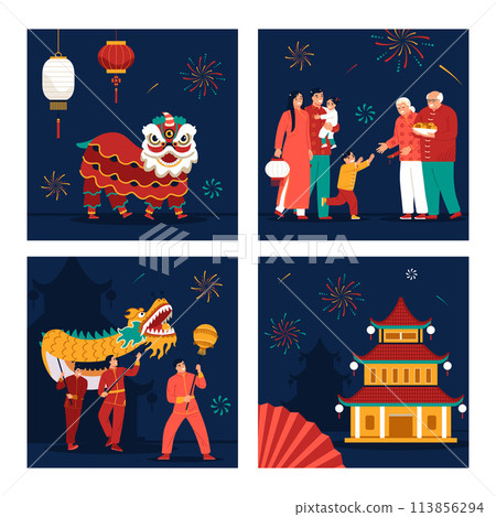 Chinese new year compositions set 113856294