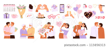 Valentines day icon set 113856313