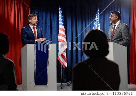 Debating of two political leaders 113856791