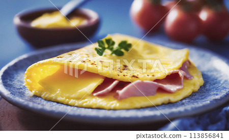 早餐主食、煎蛋捲、美味食物照片、餐廳和咖啡館的健康早餐菜單 113856841