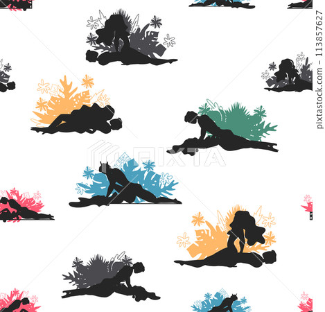 Kama Sutra, seamless pattern, design, poster, fabric. Kamasutra, sketchy poses for making love. Set. 113857627