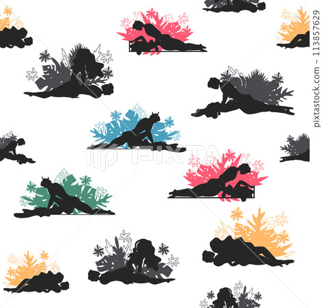 Kama Sutra, seamless pattern, design, poster, fabric. Kamasutra, sketchy poses for making love. Set. Kama Sutra, seamless pattern, design, poster, fabric. Kamasutra, sketchy poses for making love. Set. 113857629
