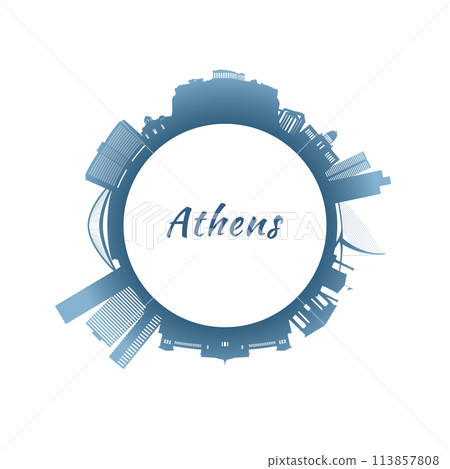 Athens skyline with colorful buildings. Athens skyline with colorful buildings. 113857808