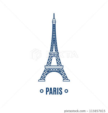 Simplistic blue line art of Eiffel Tower Simplistic blue line art of Eiffel Tower 113857815