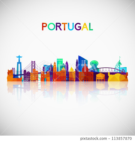 Portugal skyline silhouette in colorful geometric style.  Portugal skyline silhouette in colorful geometric style.  113857870