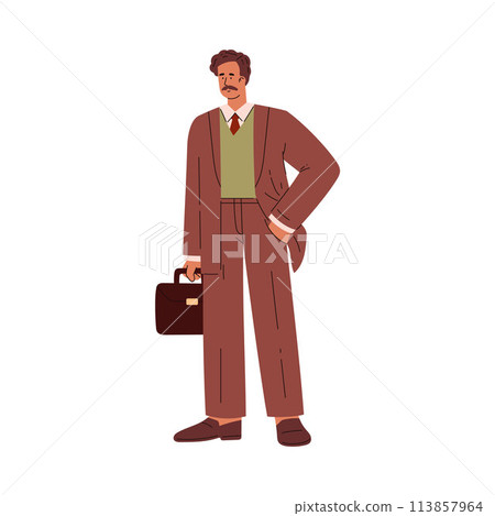Generation X man in vintage suit vector illustration Generation X man in vintage suit vector illustration 113857964