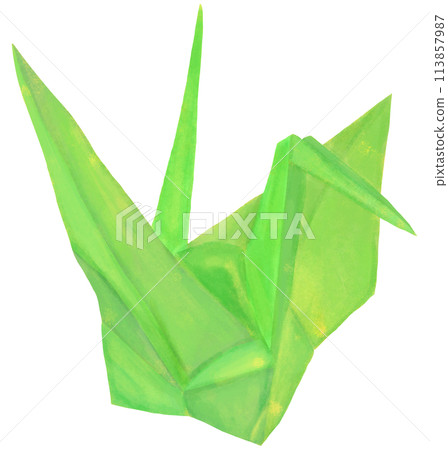 紙鶴摺紙黃綠色 紙鶴摺紙黃綠色 113857987