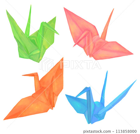 Origami crane illustration set 113858000