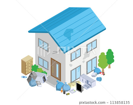 A house filled with trash 113858135