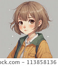 Illustration of a cute girl with short hair 113858136