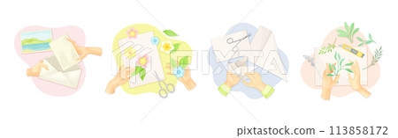 Hands Create Craft and Handmade Hobby Vector Set Hands Create Craft and Handmade Hobby Vector Set 113858172